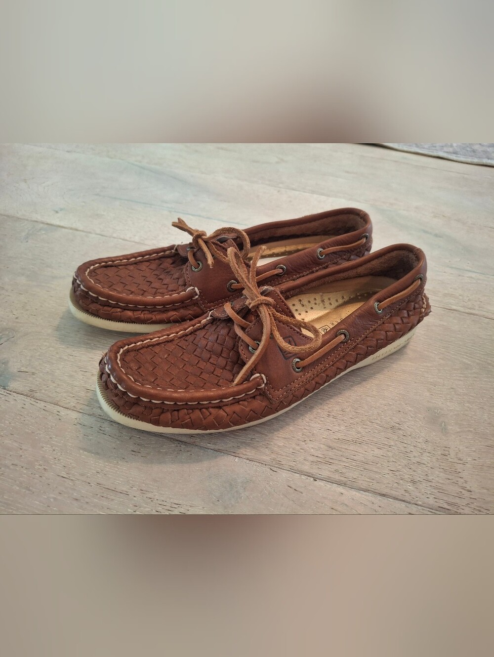 Sperry Women's Brown Woven Leather Loafers